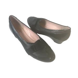 Taryn Rose Womens Sz 8 M Black Patent Leather Wedge Slip On Comfort Classic Pump